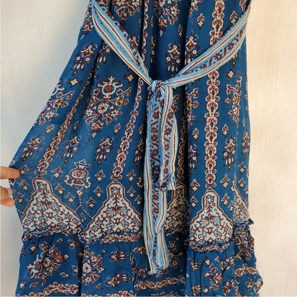 Anthropologie Sasha Ruffled Maxi Dress Blue NWT Women’s size small boho ANTHRO - Picture 7 of 9